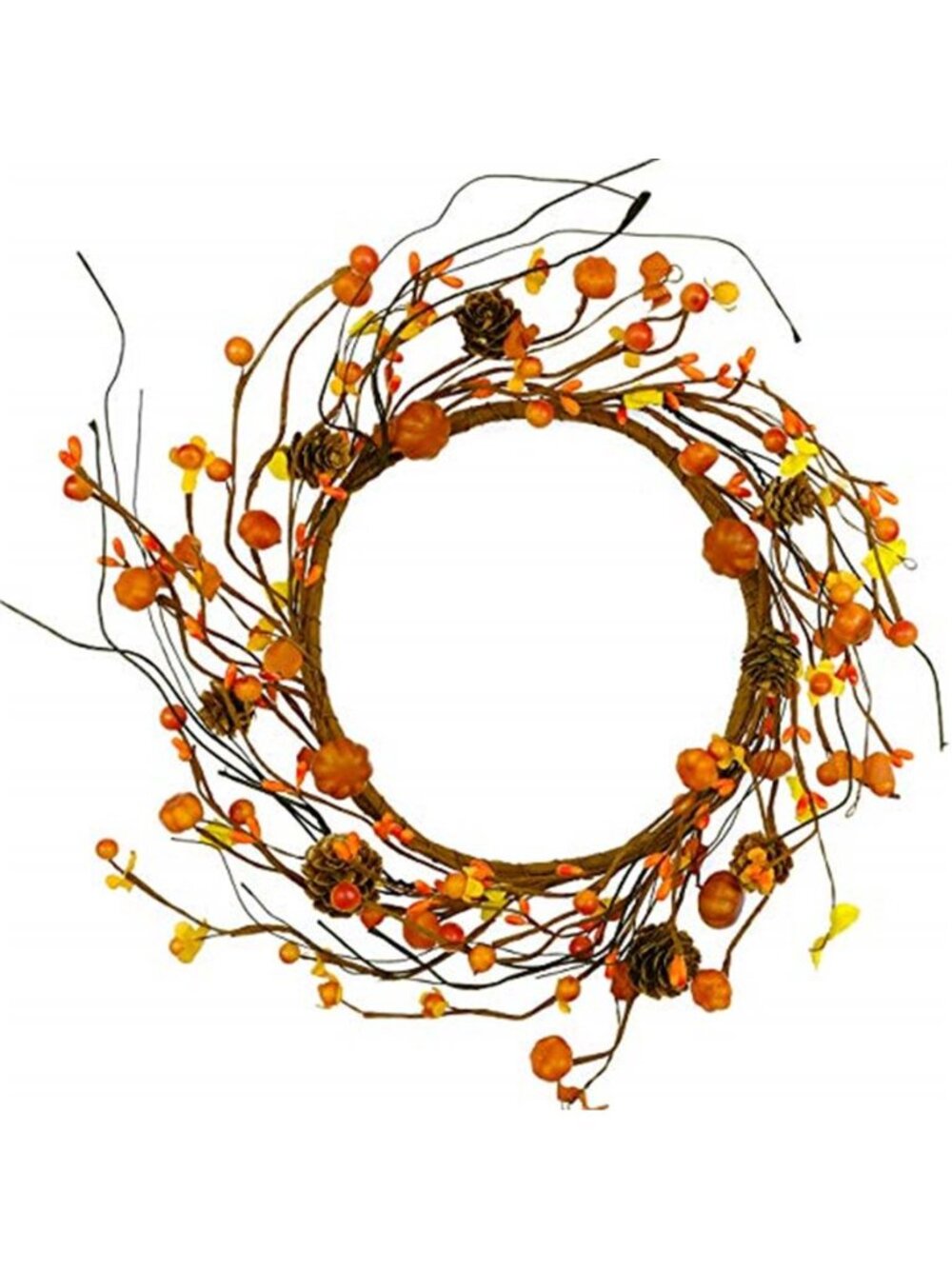 12 Inch Fall Wreath Berries Seeds and Mini Pine Cones Wreath Flower-Shaped
